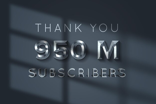 Un fondo gris con el texto gracias 950 millones de suscriptores