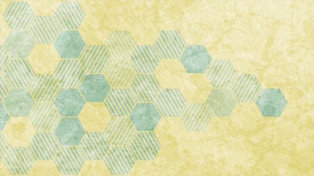 Fondo de grunge abstracto patrón hexagonal azul y amarillo