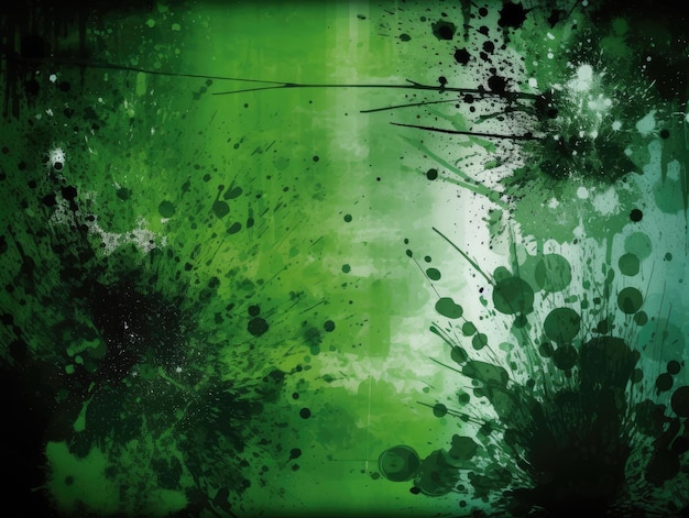 Fondo grunge verde abstracto con salpicaduras de pintura generativa ai