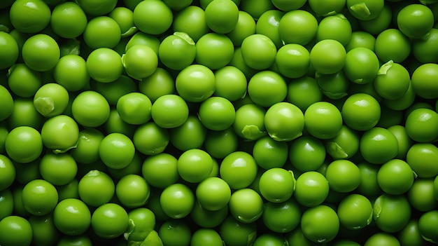 Fondo de guisantes verdes vista de cerca de arriba hacia abajo