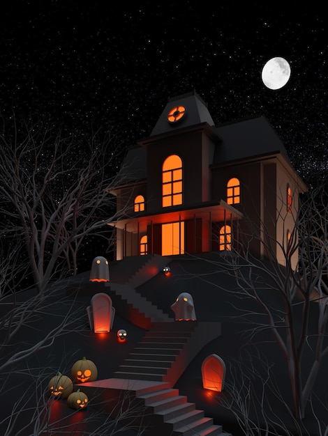 El fondo de Halloween 3D Render Ilustración 01