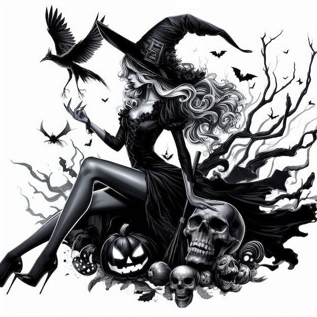 Fondo de Halloween con bruja para tus publicaciones de redes sociales de banners de diseño