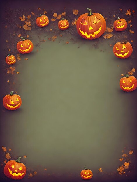 Fondo de Halloween con calabaza y foto generada por Ai