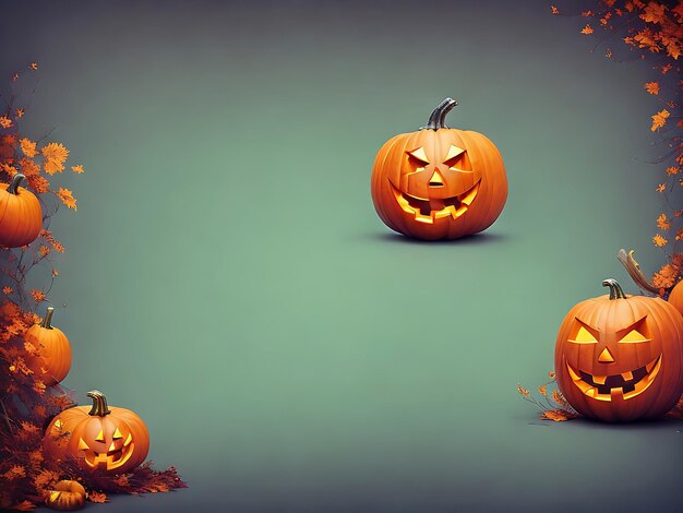 Fondo de Halloween con calabaza y foto generada por Ai