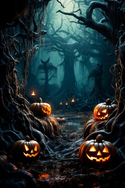 fondo para halloween con calabazas y espeluznante