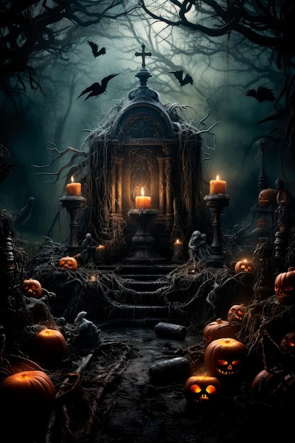 fondo para halloween con calabazas y espeluznante