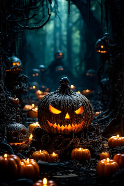 fondo para halloween con calabazas y espeluznante