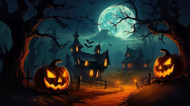 Fondo de Halloween con calabazas