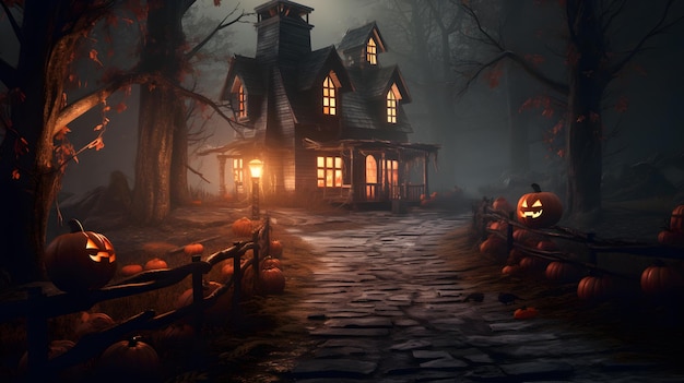 fondo de halloween cinemático casa embrujada