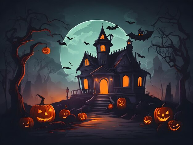 Fondo de Halloween en diseño plano