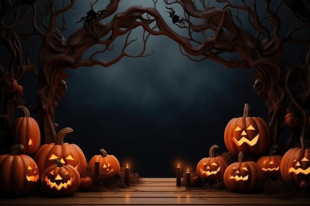 Fondo de Halloween con espacio de copia para la representación de texto en 3D