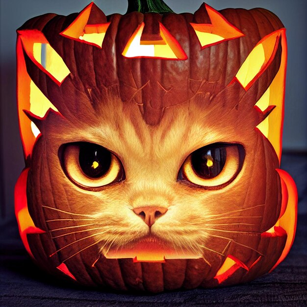 fondo de halloween con gato AI generativo