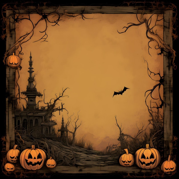 Fondo de halloween grunge con calabazas espeluznantes