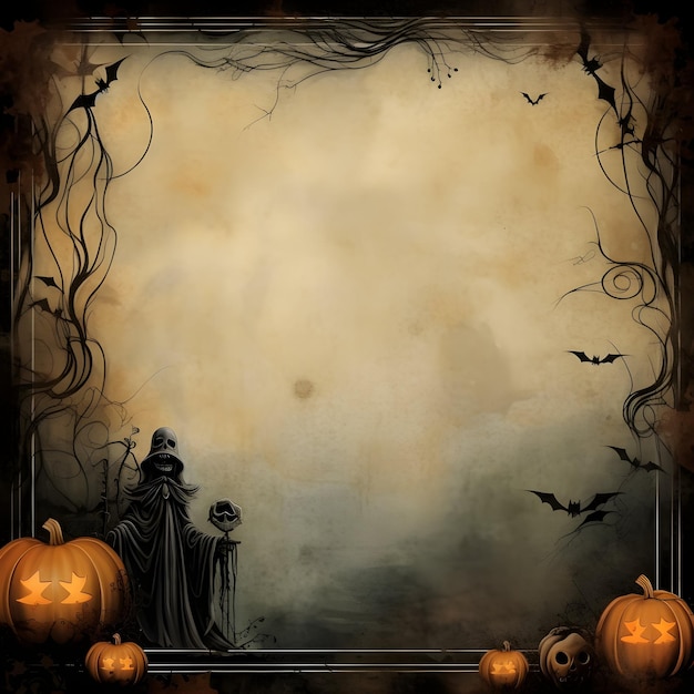 Fondo de halloween grunge con calabazas espeluznantes