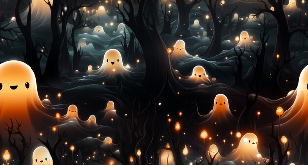 fondo de halloween de ilustración de fantasma lindo espeluznante
