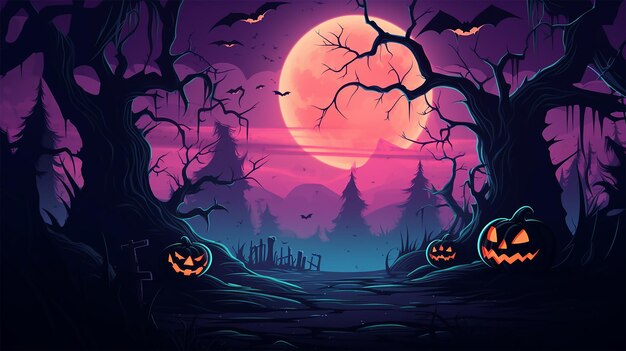 Foto el fondo de halloween con una luna de pincel