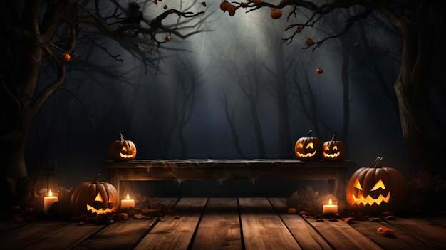 Fondo de Halloween mesa de madera vacía