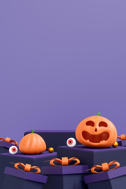 fondo de halloween con podio para exhibición de productos.