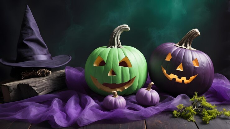 Fondo de Halloween con telas de araña realistas arañas negras murciélagos calabazas casas embrujadas fantasmas decoración espeluznante y diseños estacionales festivos para invitaciones y gráficos de fiestas