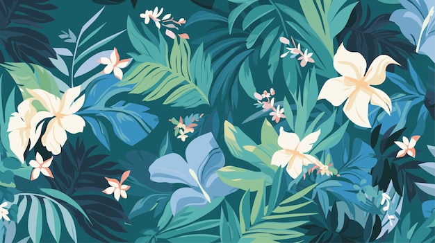 Fondo de Hawai Vector minimalista Aloha coloridas hojas y flores tropicales textura de papel tapiz