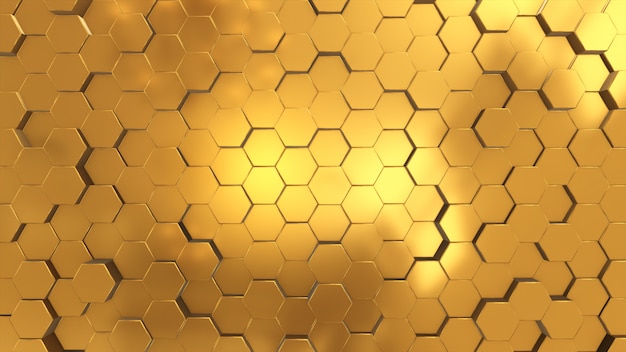 Fondo hecho de brillantes hexágonos dorados