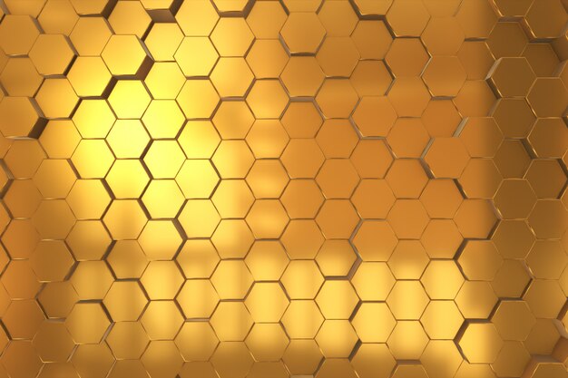 Fondo hecho de brillantes hexágonos dorados