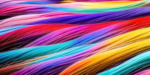 Foto fondo hecho de mechones de cabello colorido ilustración de hilos de colores ia generativa