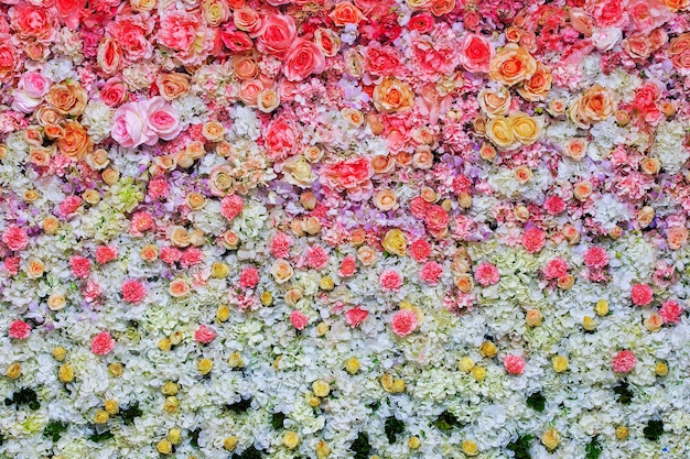 Fondo de hermosas flores para la decoración de la escena de la boda
