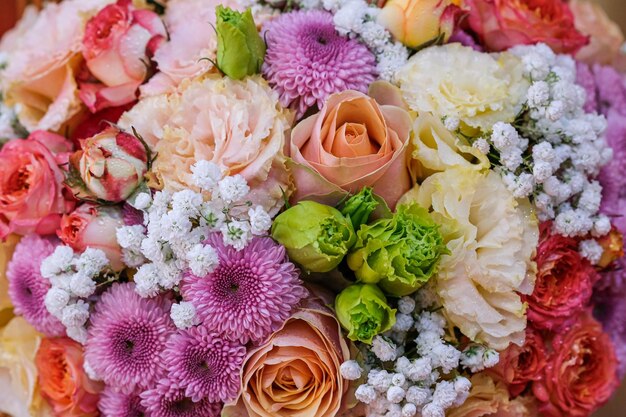 Foto fondo de hermosas flores para la decoración de la escena de la boda