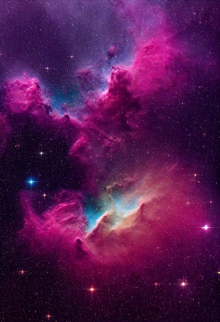 Fondo de hermosas nebulosas vibrantes de múltiples colores Foto del telescopio James Webb foto astronómica nasal Exploración espacial impresionante fondo de pantalla con estrellas espaciales de copia agujero negro y nebulosa infinita