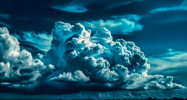 Fondo hermoso y azul con nubes en el cielo