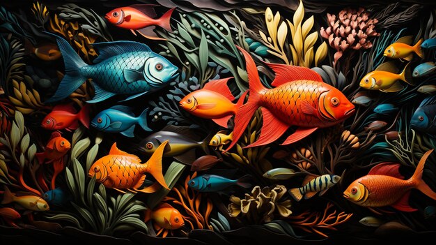 Fondo hermoso de la pintura de los pescados