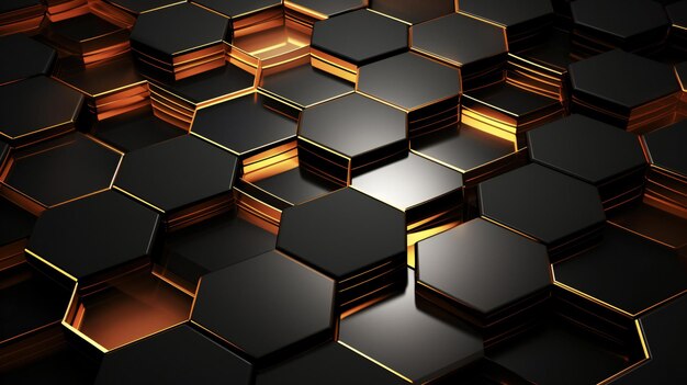 fondo hexagonal abstract 3d cromado negro