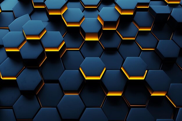 Fondo hexagonal azul amarillo negro