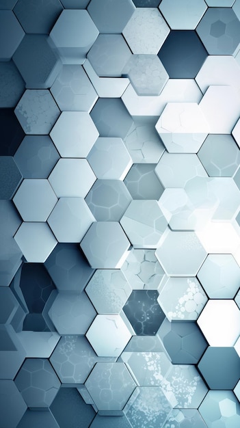 Fondo hexagonal azul y blanco con patrones con hexágonos repetidos