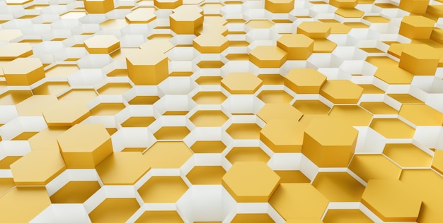 Fondo hexagonal brillante - Representación 3D - Ilustración