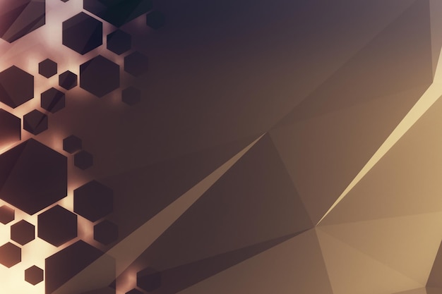 Fondo hexagonal marrón abstracto con espacio de copia Renderización 3D