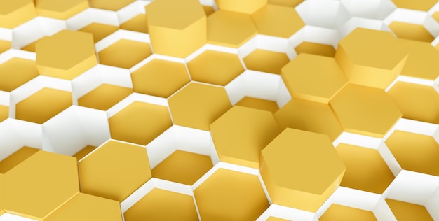 Fondo hexagonal naranja brillante - Representación 3D - Ilustración