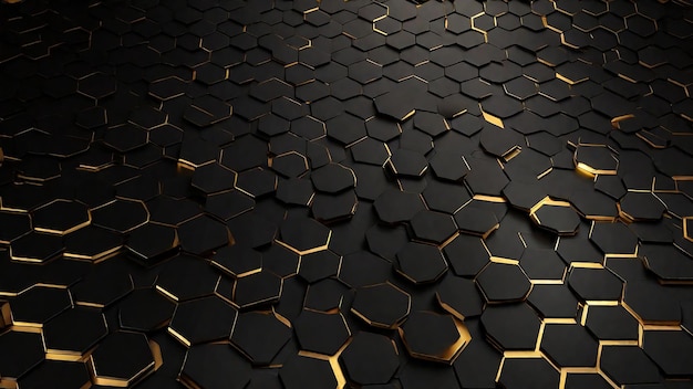 Foto fondo hexagonal negro 3d renderización ilustración 3d