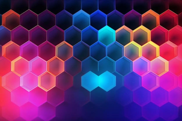 Fondo hexagonal de neón degradado