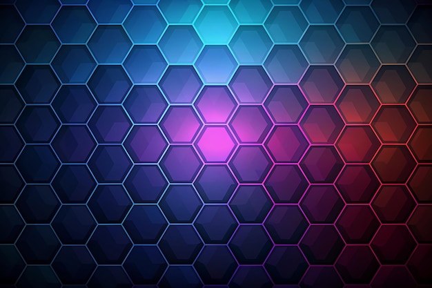 Fondo hexagonal oscuro vectorial con color degradado