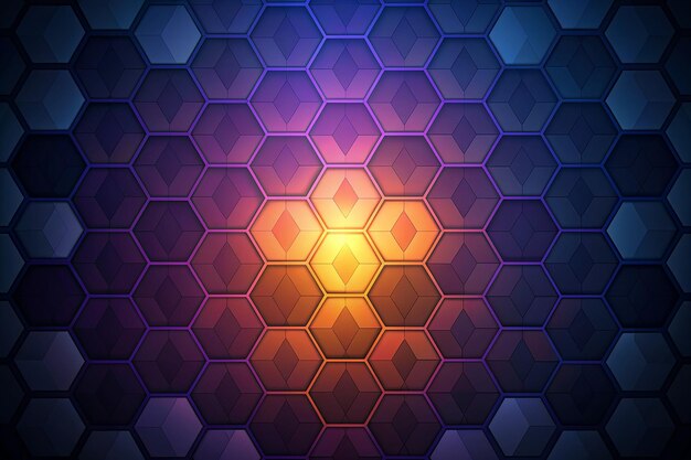 Fondo hexagonal oscuro vectorial con color degradado