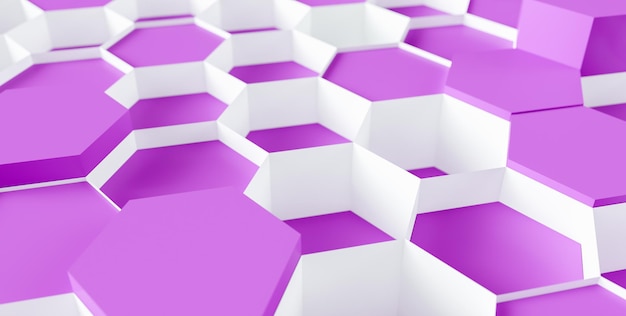 Fondo hexagonal púrpura - Representación 3D - Ilustración