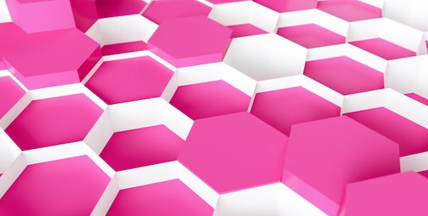 Fondo hexagonal rosa - Representación 3D - Ilustración