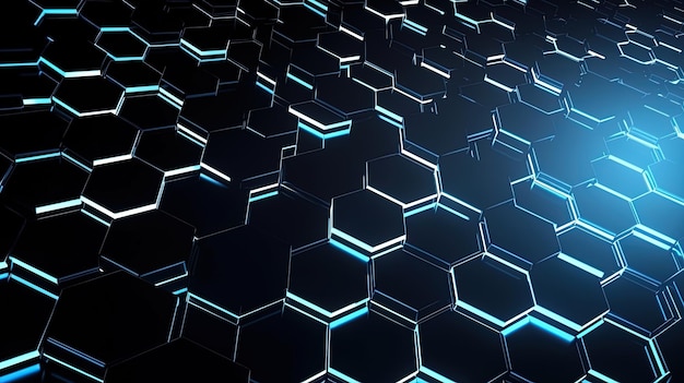 Fondo hexagonal tecnológico abstracto Ilustración de fondo de red de tecnología digital Onda de punto futurista