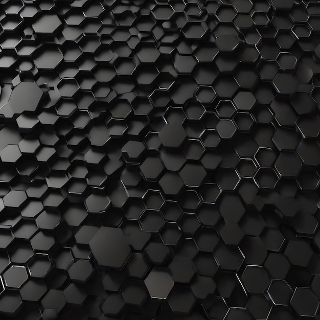 Fondo de hexágono negro renderizado en 3D