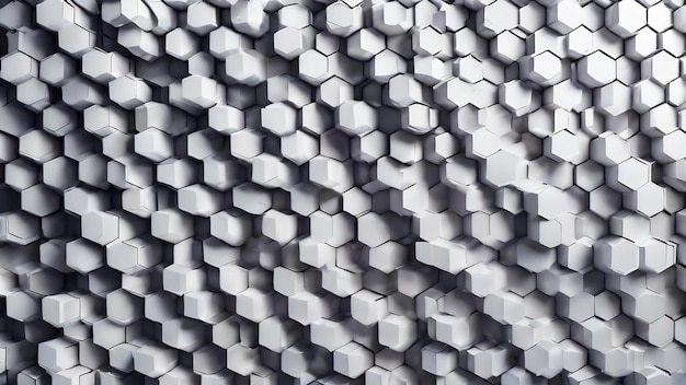 Fondo de hexágonos blancos en 3D con un patrón de hexágono