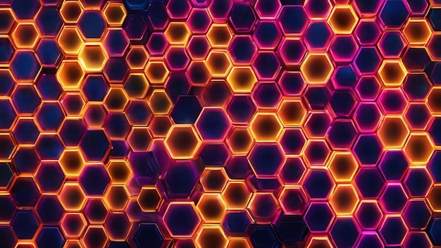 Fondo de hexágonos de neón