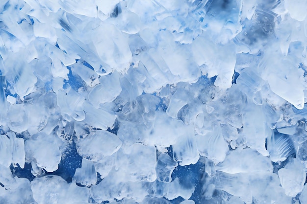 Fondo de hielo Primer plano de los cristales de hielo Textura natural