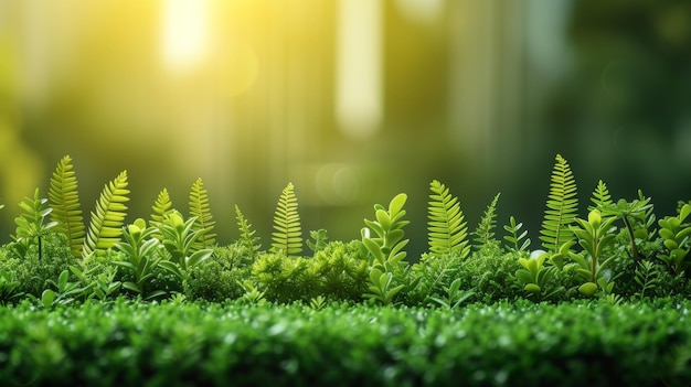 Foto fondo de hierba verde concepto de naturaleza y medio ambiente renderización 3d ia generativa